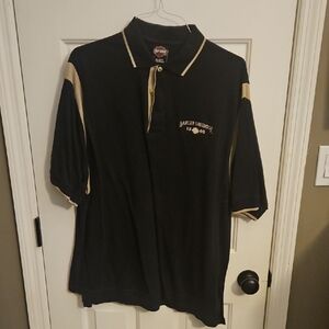 Harley-Davidson Black Polo with Tan Accents